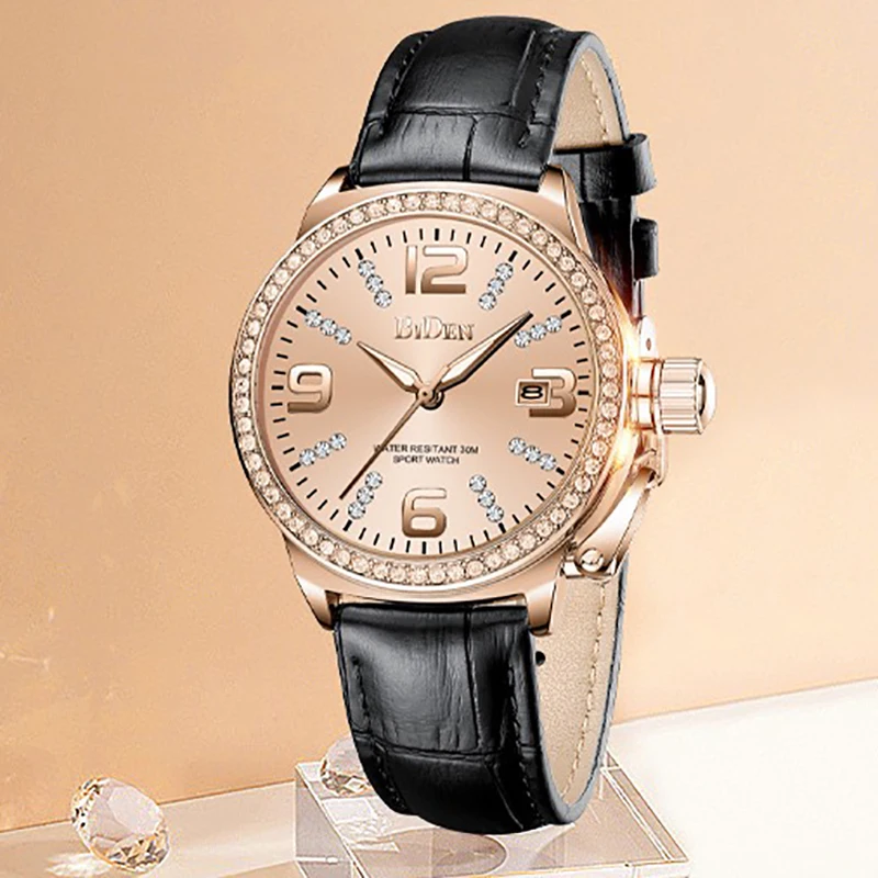 

Hot Sales BIDEN Woman Watch Quartz Leather Female Business Wristwatches Simple Ladies Watches 2021 Gift Casual Relogio Feminino