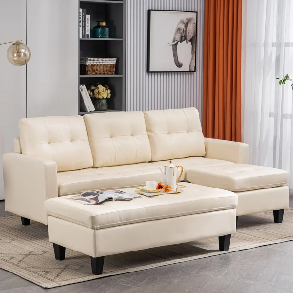

[USA READY STOCK]L-shaped Disassembly, Backrest Pull Point, Variable Combination, Three-seat Indoor Sofa, Solid Wood Soft Bag PU
