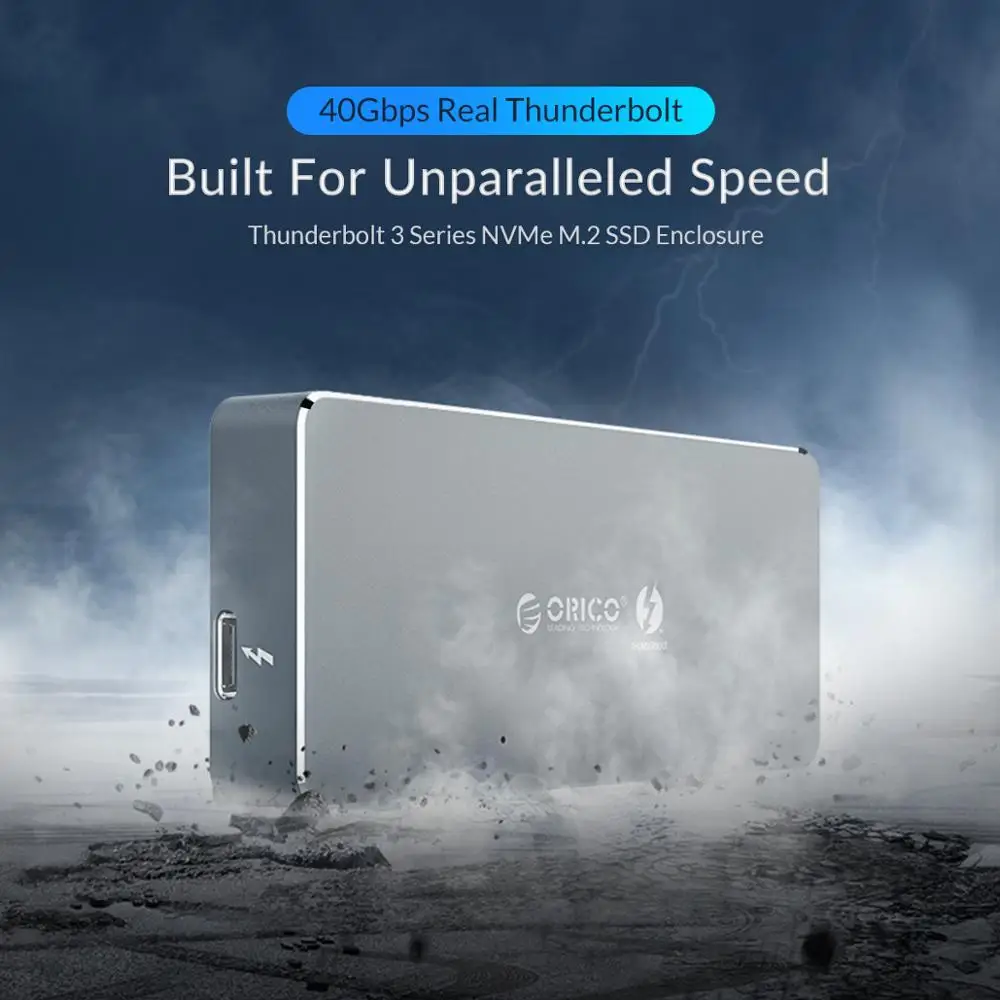 ORICO Thunderbolt 3 40Gbps NVME M.2 SSD Enclosure 2TB Aluminum Type-C with 40Gbps Thunderbolt 3 C to C Cable For Mac Windows