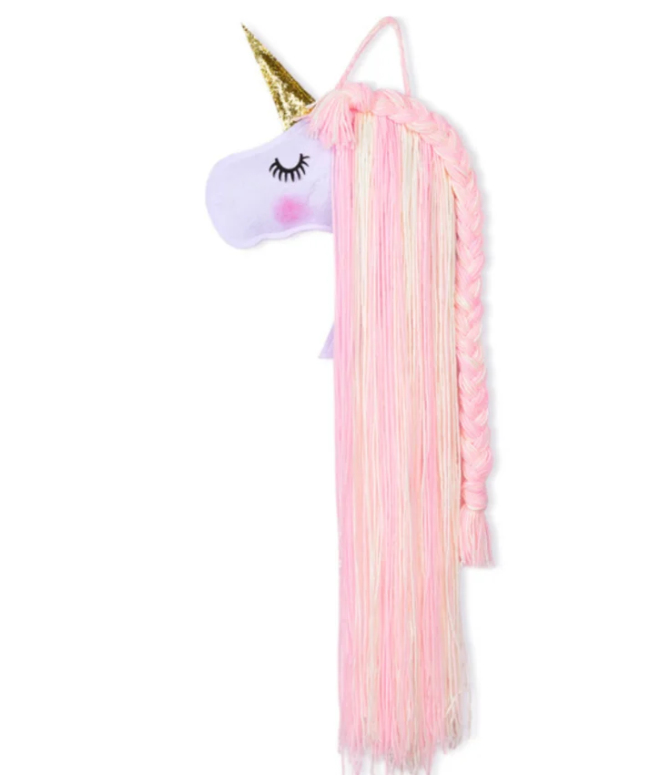 Текстильный подвесной органайзер для заколок с единорогом