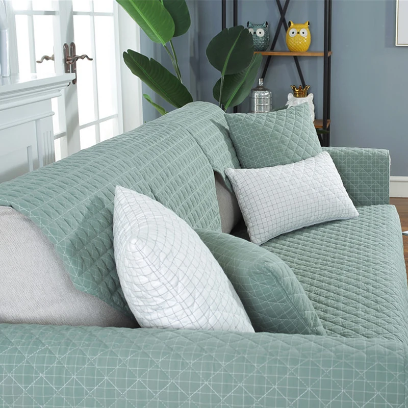 Чехол для дивана в гостиную однотонный серый хлопковый чехол углового