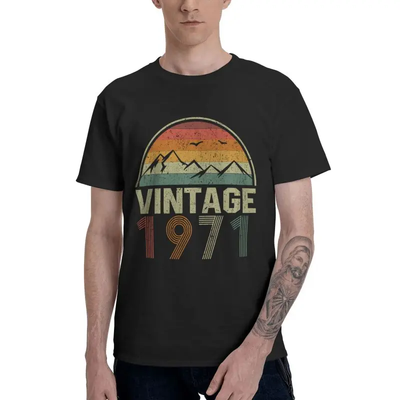 

Classic Vintage 1971 T Shirt Men's 100% Cotton Printing T-shirt Novelty Tshirt Short Sleeve 50th Birthday Gift Idea Tee Top