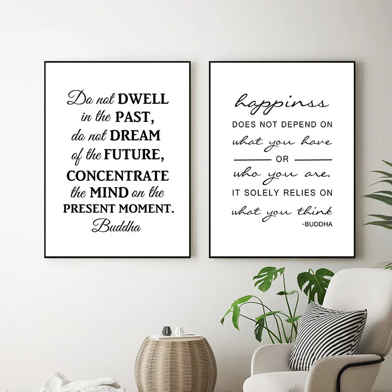 Будда философия Цитата настенное искусство холст живопись плакат черный белый