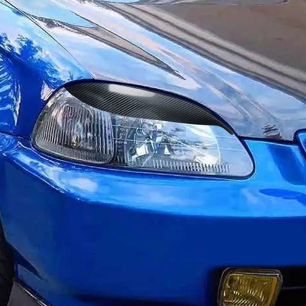 

for Honda Civic EK9 1999-2000 Glossy Black Car Sticker Front Headlights Eyebrow Eyelid Trim Cover Accessories