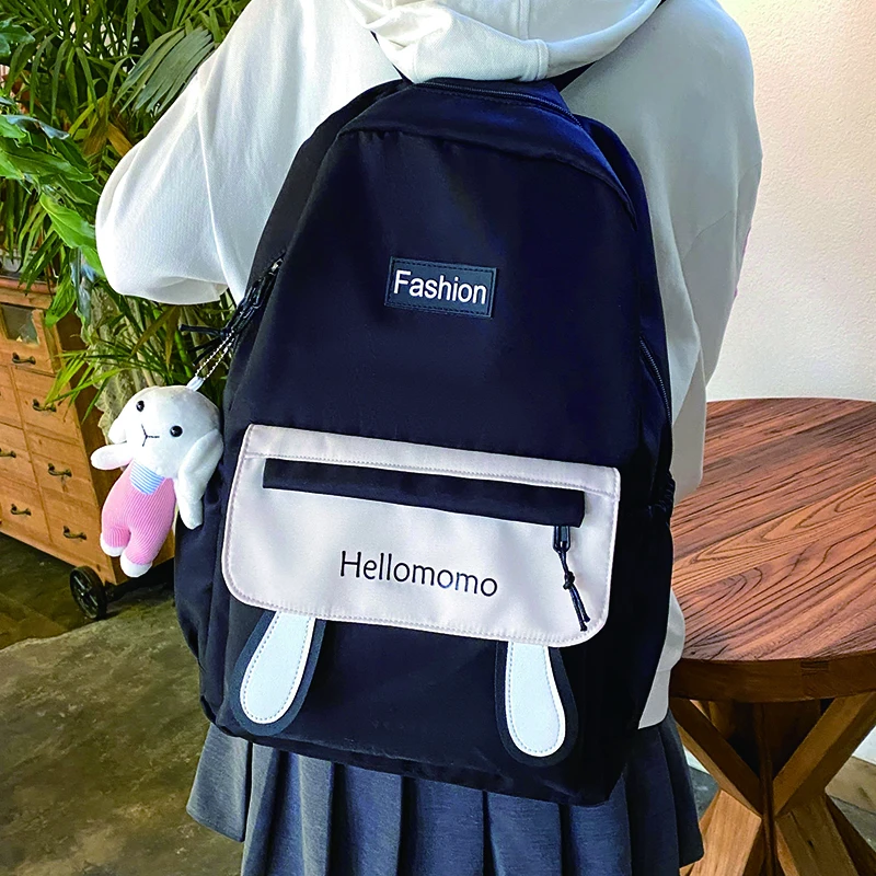 

Cute Women School Bag for Girls Student Large Capacity Backpack Black Student Nylon Bookbag Lady Anti Theft Rucksack New Mochila