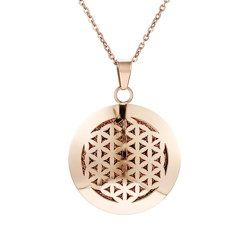 Rose Gold NSE065 Розовое золото простой ароматерапия эфирные масла диффузор кулон парфюм ожерелье из нержавеющей стали медальон с фетровыми подушечками для женщин - Окраска металла: Rose Gold NSE065