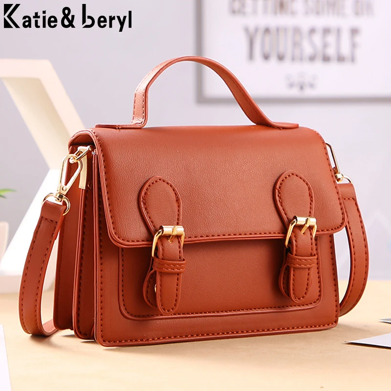 

Vintage Satchels Women's Handbag Ladies Shoulder Bag Brand Designer PU Leather Female Crossbody Messenger Bags Top Handle Purse