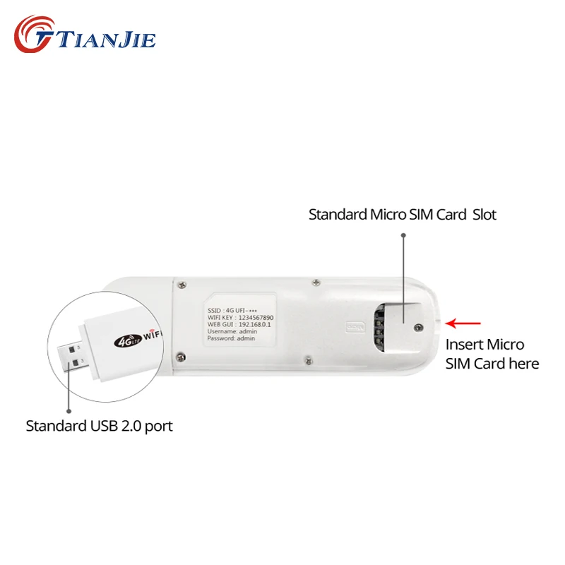 TIANJIE LTE USB Mobile Router 3G/4G 150bps Wifi Car Hotspot Portable/Mini/Wireless Modem Stick Sim Card Data Dong 150Mbps Unlock