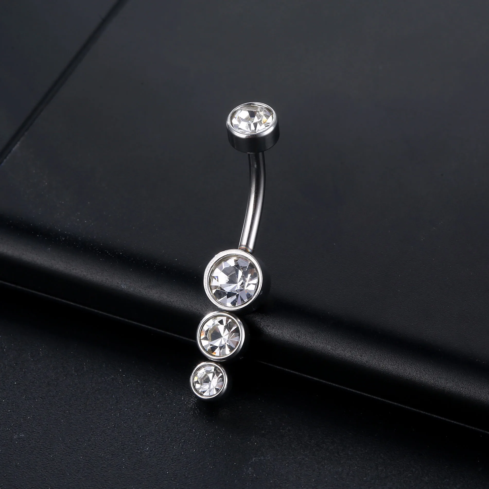 

A Lot Sexy Dangling Navel Belly Button Ring Oreja 14G Double Round Cubic Zirconia 316L Surgical Steel Belly Piercing Jewelry