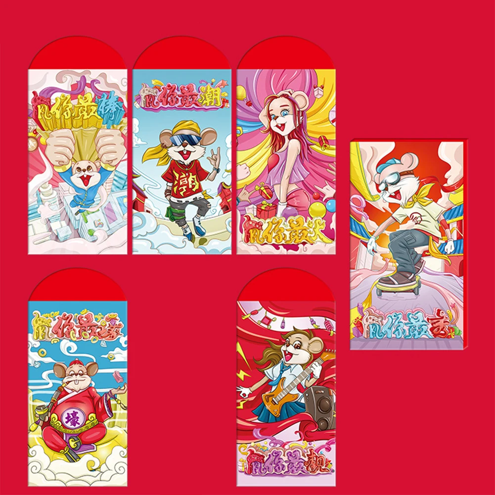 5 шт китайские красные счастливые конверты 2020 год крысы денежное дерево пакеты