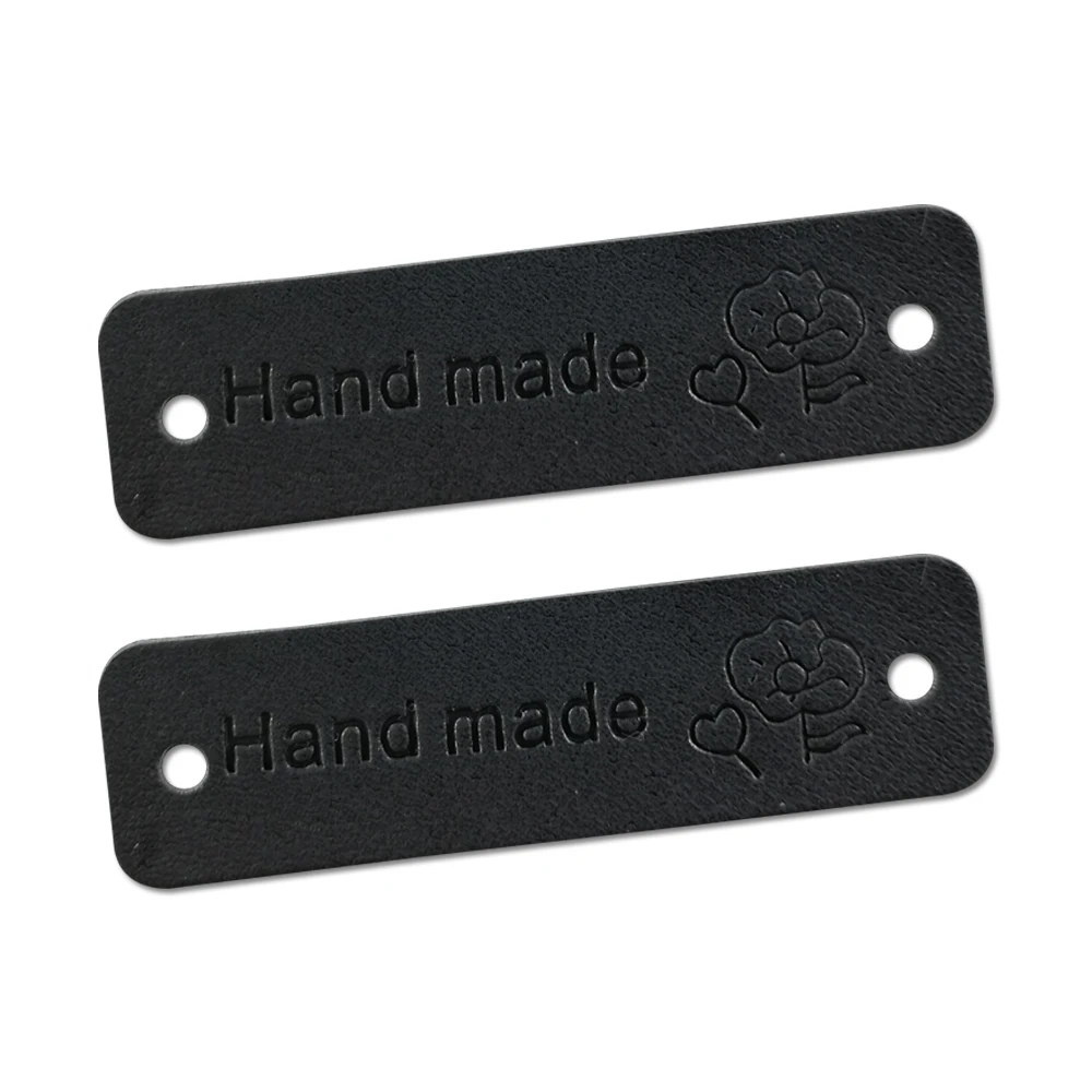 Опаловый Diy кожа сделанное вручную этикетки для одежды с логотипом цветка ручной
