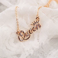 new fashion luxury gold color queen crown chain necklace zircon crystal necklace women fashion jewelry birthday present gifts