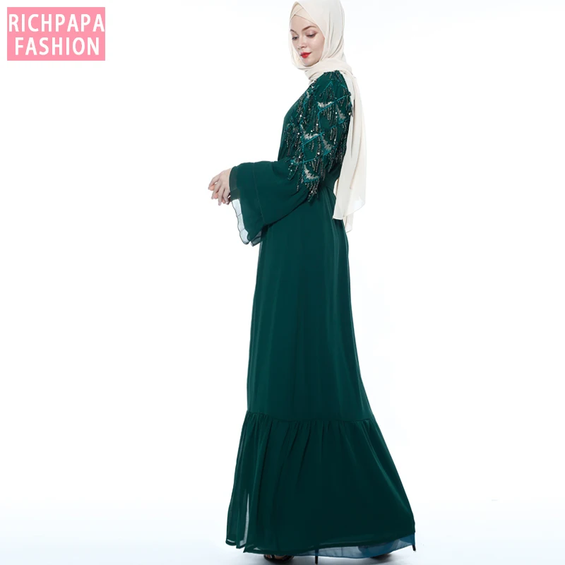 Платье кимоно Abaya из Турции с пайетками и кисточками халат Дубаи хиджаб платье