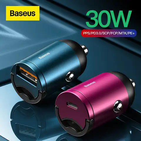 Автомобильное зарядное устройство Baseus Type-C Quick Charge 4,0 3,0 для Iphone Huawei Xiaomi Samsung PD 3,0, быстрая зарядка USB, мини-зарядное устройство для телефона