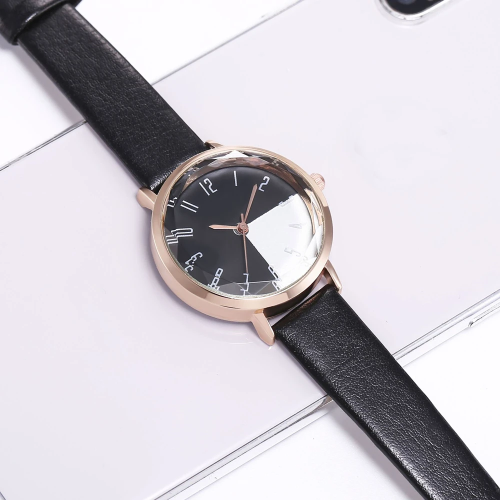 Простые женские деловые часы с разноцветным циферблатом модные кварцевые