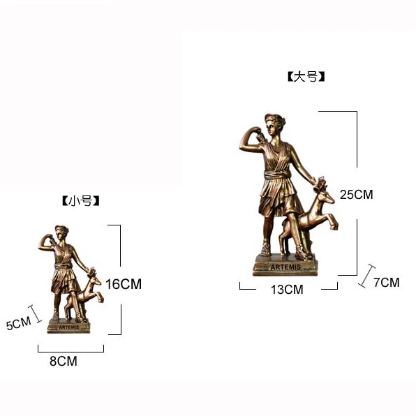 

Creative Moon Hunting Goddess Artemis Sculpture Ornamental European Retro Bar Restaurant Photo Props Decoration Crafts Ornaments