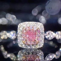 white gold womens ring 3ctw genuine square cut pink cubic zircon inlaid r201