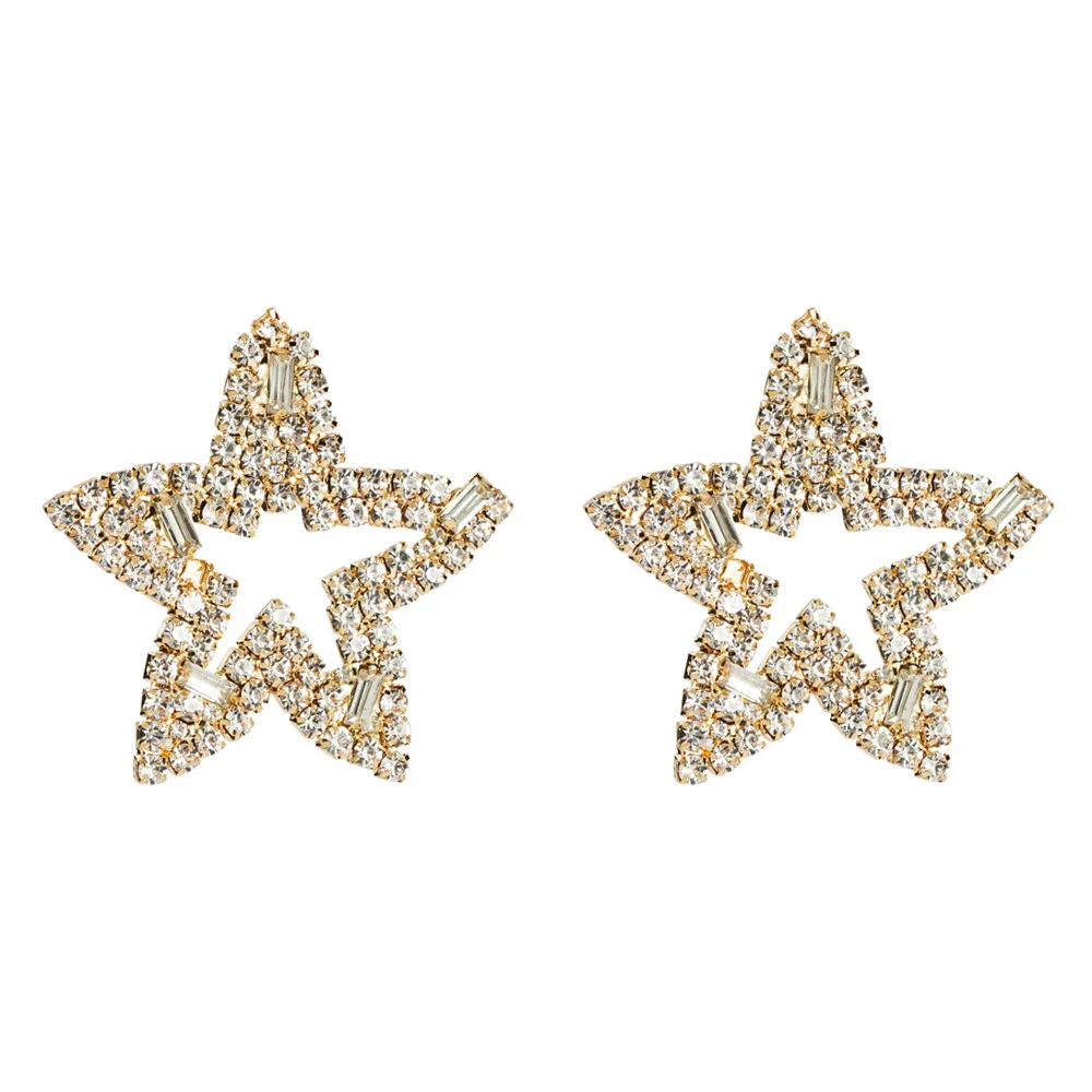 SexeMara Новые блестящие стразы украшения в виде звездочек большие серьги гвоздики