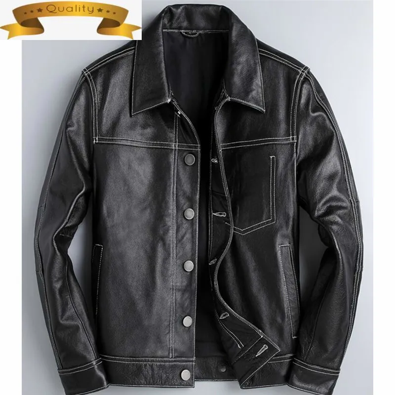 

Мужская кожаная куртка из натуральной коровьей кожи, мужская кожаная куртка, мотоциклетная куртка из натуральной кожи, мужская кожаная кур...