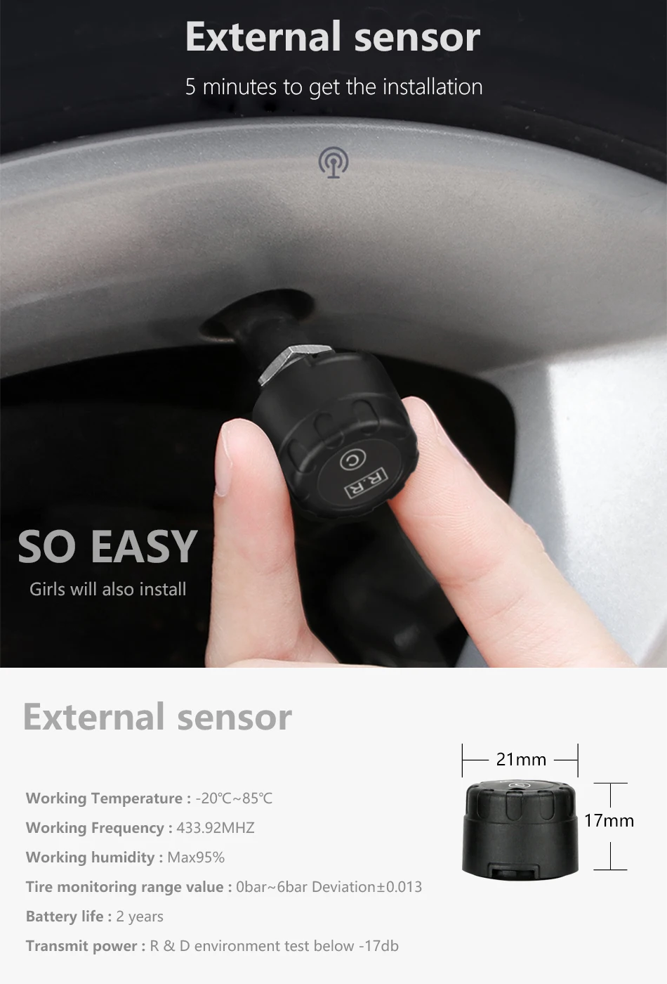 Jansite TPMS беспроводная автомобильная система контроля давления в шинах интеллектуальная система Солнечный светодиодный дисплей с 4 встроенными или внешними датчиками