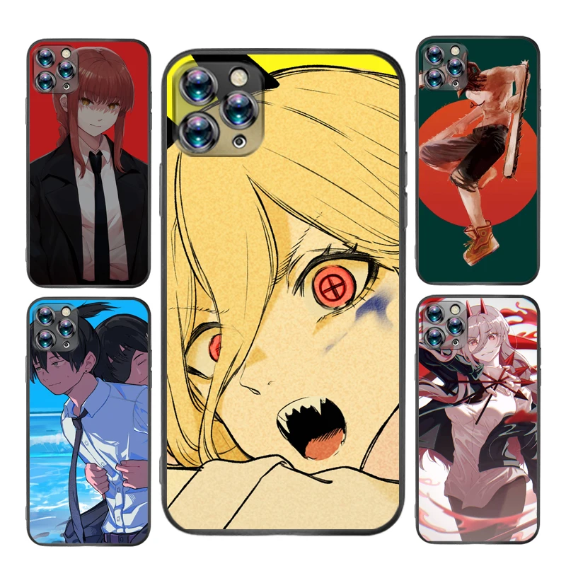 

Anime Chainsaw Man Phone Case For iPhone X XS XR MAX Full Protection Cellphone Mobilephone TPU Waterproof Aesthetic Black TPU