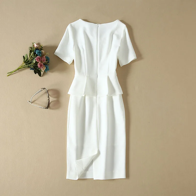 Элегантное белое платье весна-осень 2020 Стильное женское сексуальное с v-образным