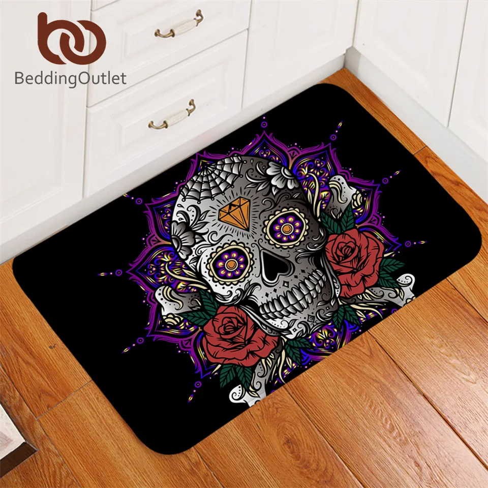 Сахарный коврик с черепом и костями для спальни нескользящий ковер красной розой