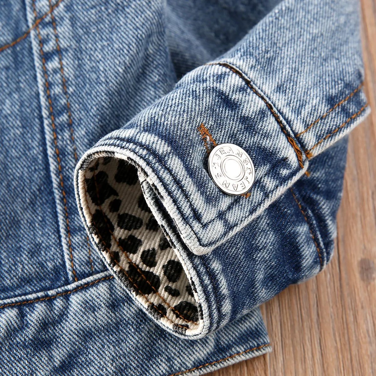Autumn Coat Infant Baby Girl Jacket Kids Blue Denim Leopard Print Single Breasted Warm Outerwear Children Fashion | Детская одежда и