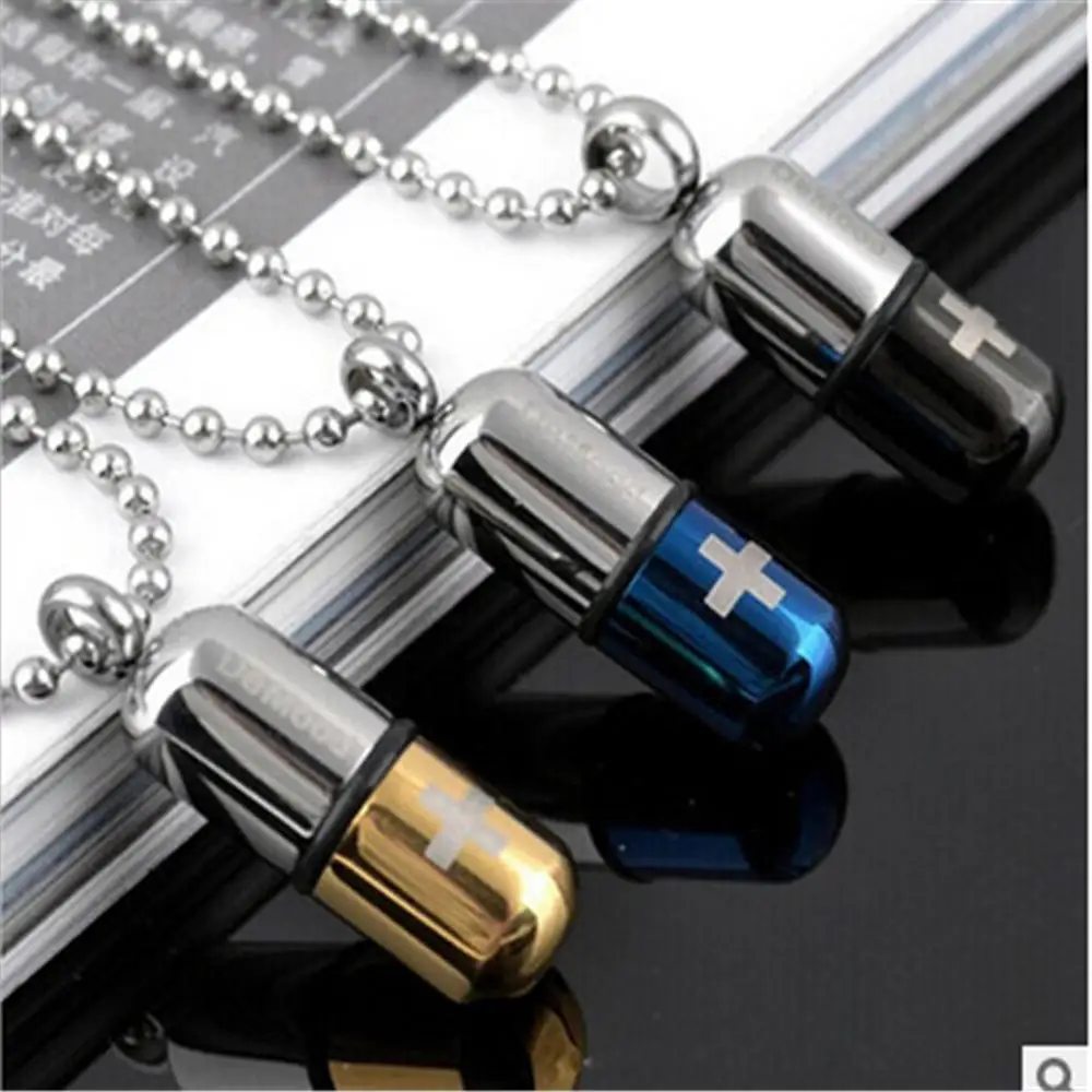 Новые модные крутые мужские открытые панковские капсульные ожерелья флакон для