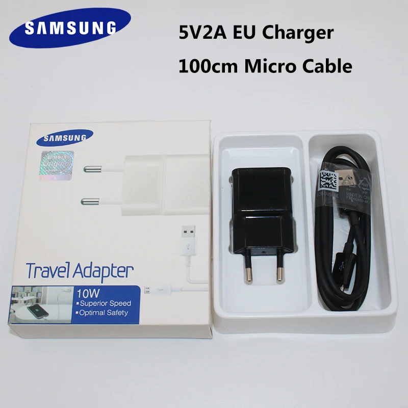 100% оригинальное зарядное устройство Samsung Galaxy USB EU 5 в 2 А настенный адаптер 100 см
