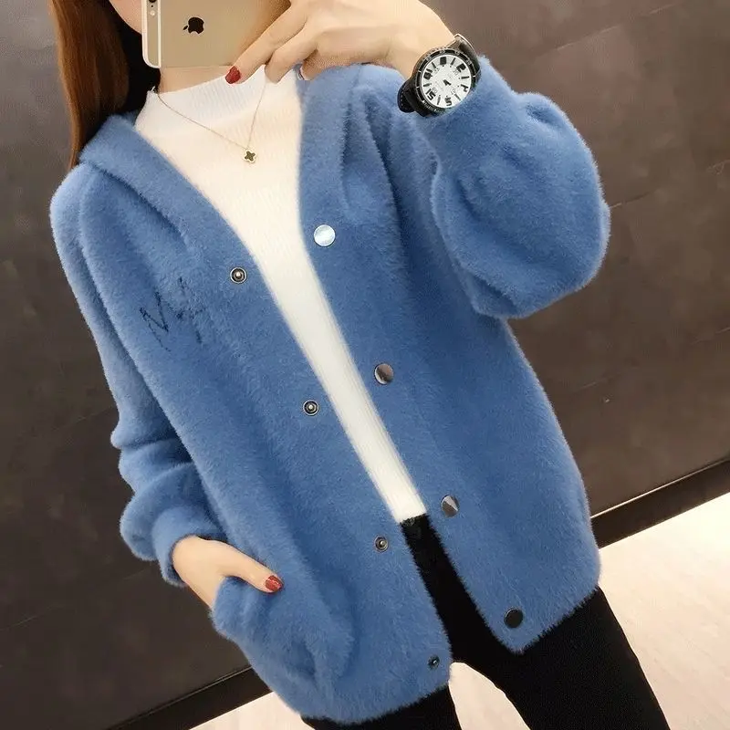 

Spring and Autumn 2021 Sweater Coat Women's Fashion Versatile Loose Hooded Women's Knitting Cardigan