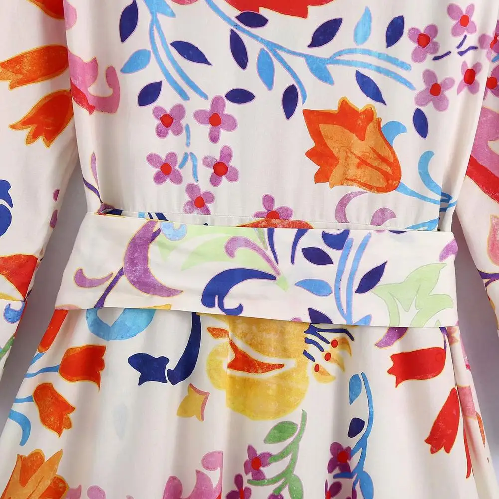 

Vintage Floral Print Summer Women Dress Turn-down Collar A-Line 3/4 Sleeve Single-breasted Mid-Calf Shirt Dress evening dresses