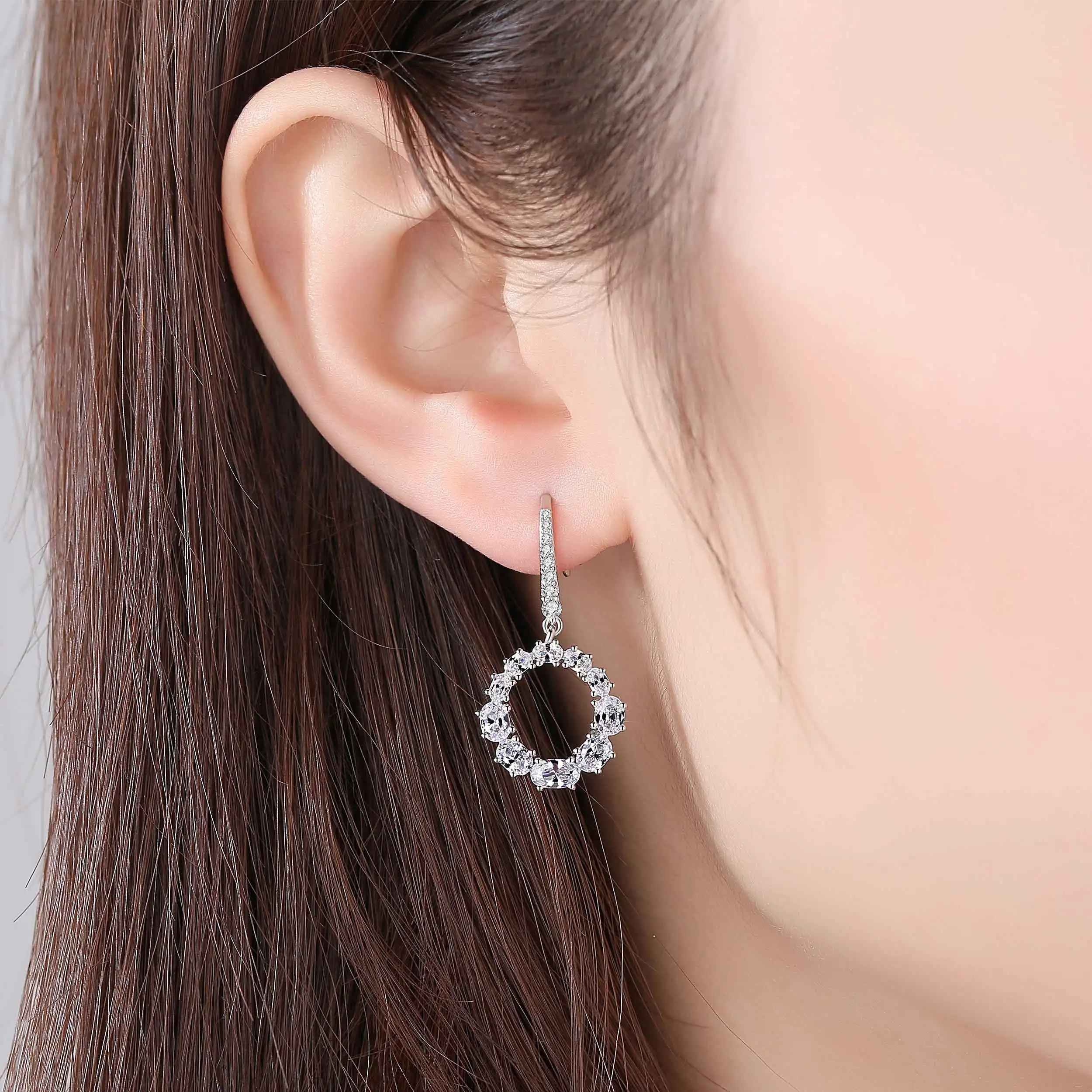 Женские серьги подвески из серебра 925 пробы с фианитами|Серьги-подвески| |