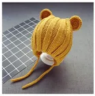 Вязаная зимняя детская шапка с ушками, 6 цветов