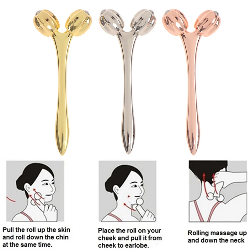 

Металлический роликовый 3D массажер, вращающийся на 360 градусов, средство для удаления пятен и морщин, Массажер Y-образной формы, инструмент д...