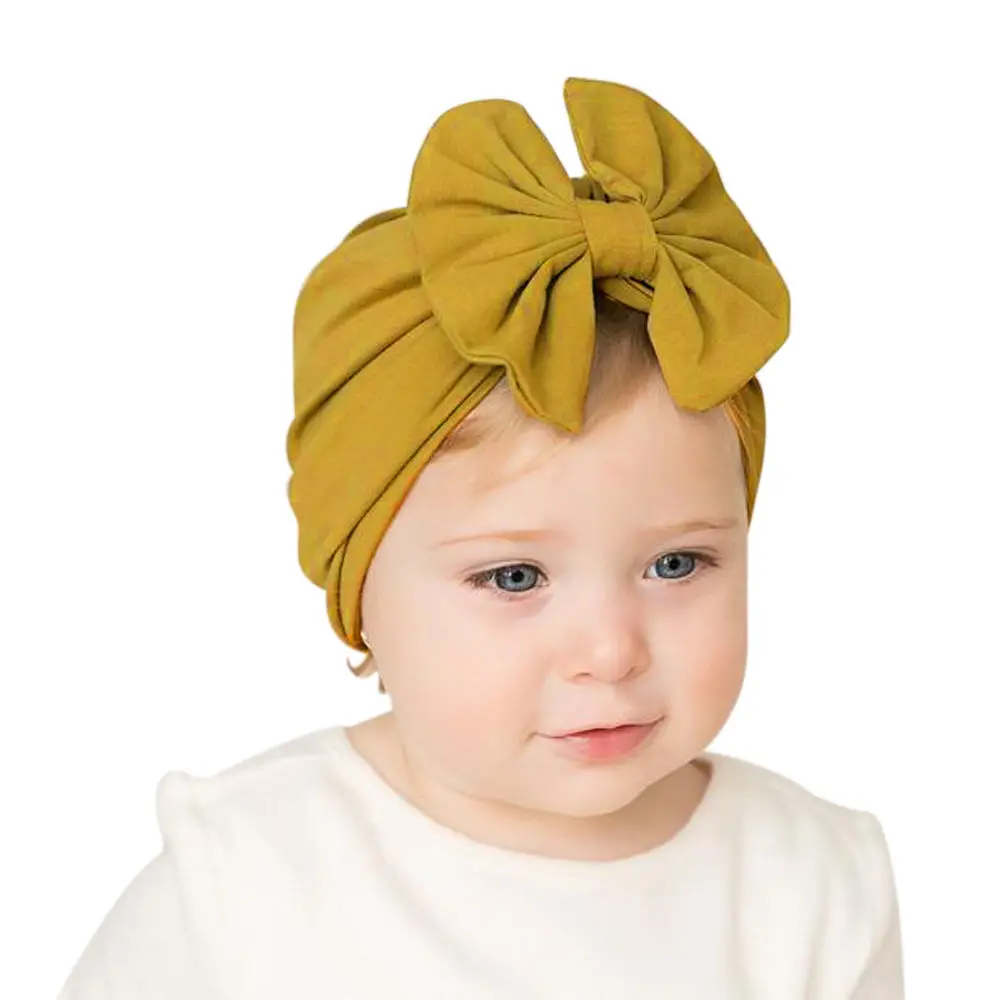 

New Newborn Baby Kids Boys Girls Soft Turban Cap Beanie Solid Bow Knot Wrap Hats Cotton Beanis Baby Gifts Shower Props H122D