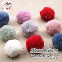 1020pcs 2530mm mix colors round ball imitate rabbit fur fabric covered bead pendant home garden cabochon crafts
