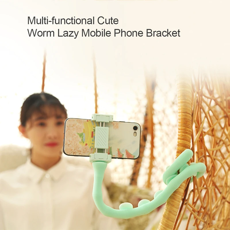 new cute caterpillar lazy bracket mobile phone desktop bicycle car holder worm flexible suction cup stand home wall live support free global shipping