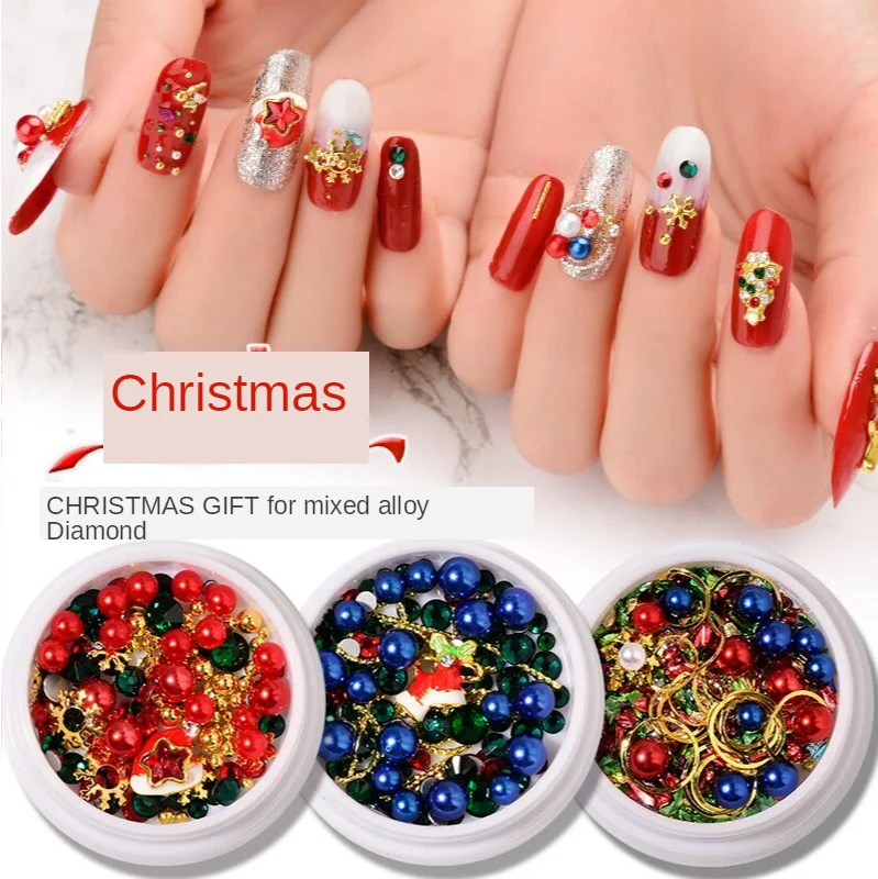 

1Box Christmas DIY Mixed-color Nail Rhinestones Crystal Glass Stones DIY 3D Glitter Nail Art Decoration For Nail Art Strass V34