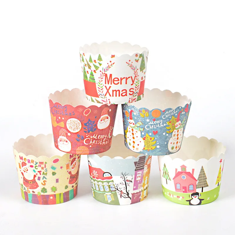 50Pcs/Lot Muffins Cup Paper Cupcake Christmas Wrappers Bakery Cups Cases Muffin Boxes DIY Cake Tools Kitchen Baking Supplies | Дом и сад
