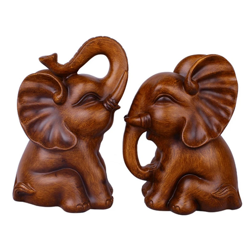 

2Pcs Couples Elephant Crafts Resin Statue Sculpture Ornaments Home Interior Decoration Holiday Gifts Decor Accessories