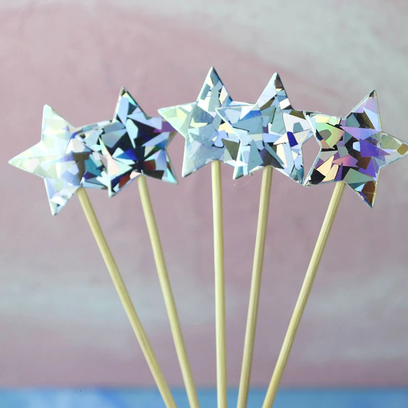 5 шт./лот Мини Лазерная Звезда Сердце кекс Топпер детский душ дети день рождения