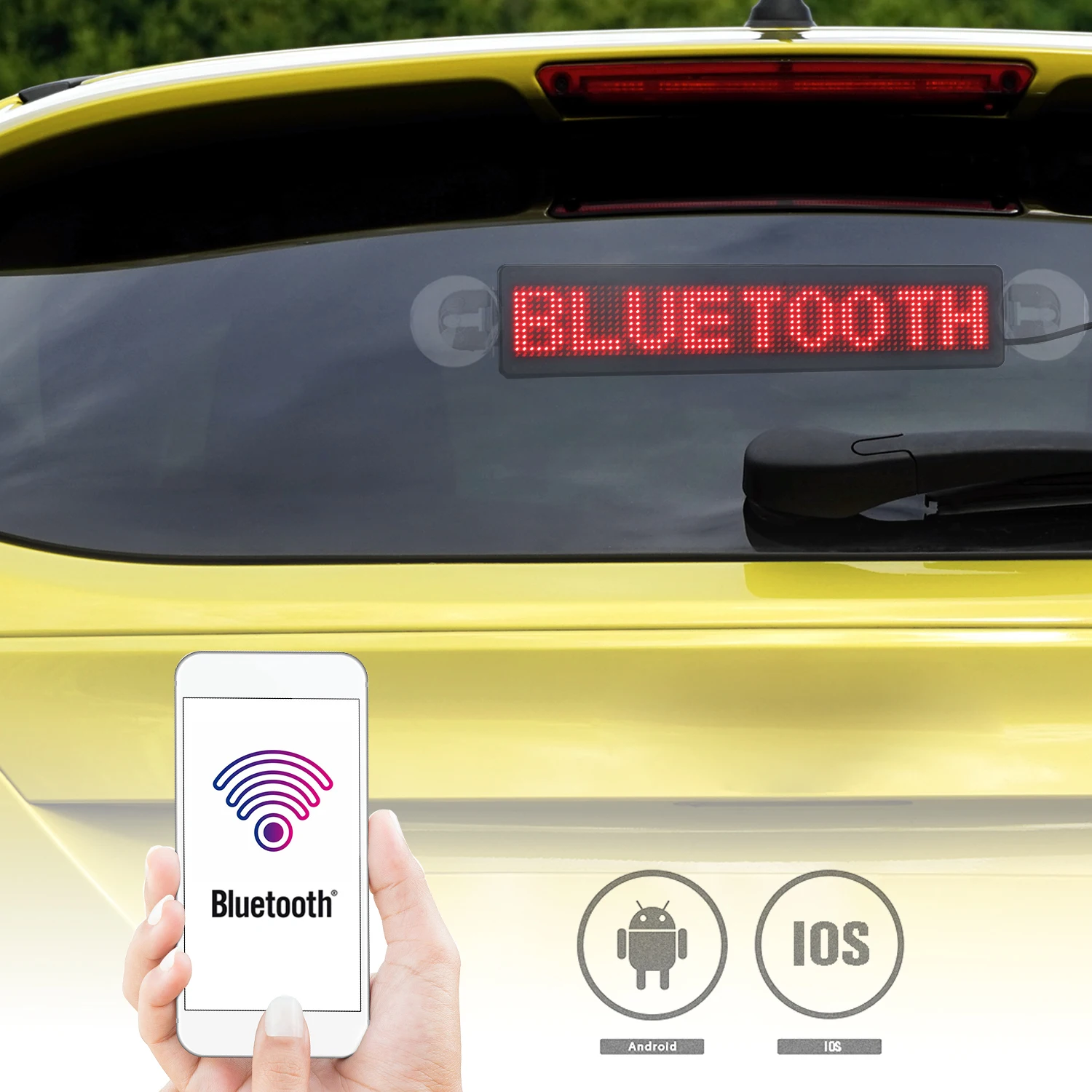 Автомобильный светодиодный знак совместимый с Bluetooth красным текстом управление