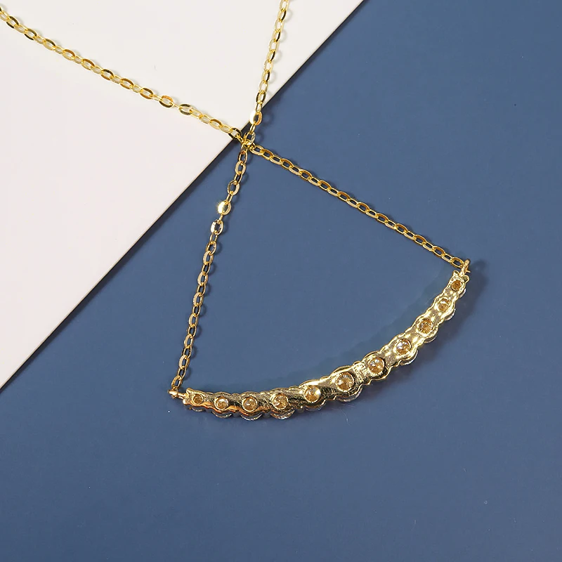 Кулон с бриллиантовой огранкой 0 95 карат Муассанит цвета Настоящее Желтое золото