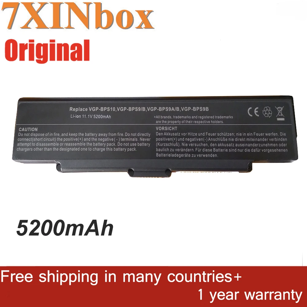 

7XINbox 11.1V 5200mAh Original VGP-BPS9B VGP-BPL9 VGP-BPS10 Laptop Battery For Sony CR13 CR23 CR33 CR31 CR372 SZ54 VGP-BPS9A/B