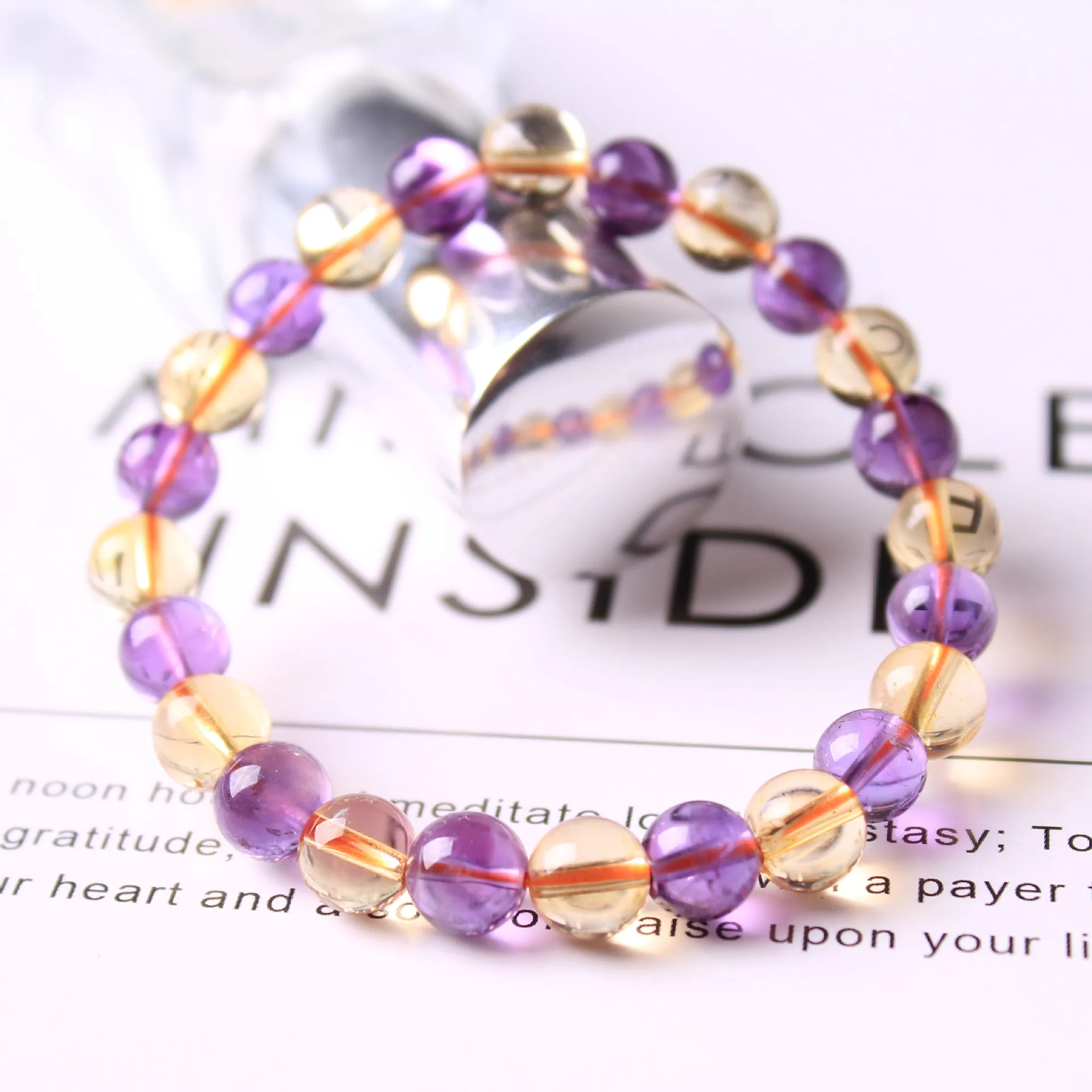 

Natural Amethyst Citrine Quartz Yellow Purple Round Beads Bracelet Brazil Women 7mm 8mm 9mm Gemstone Crystal Bracelet AAAAA