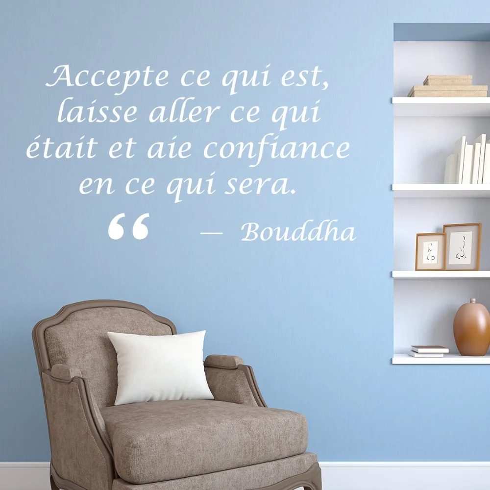 Wall Stickers Citation Laisse Aller Ce Qui Etait Vinyl Wall Art Decal Living Room Home Decor Poster Buddha House Decoration