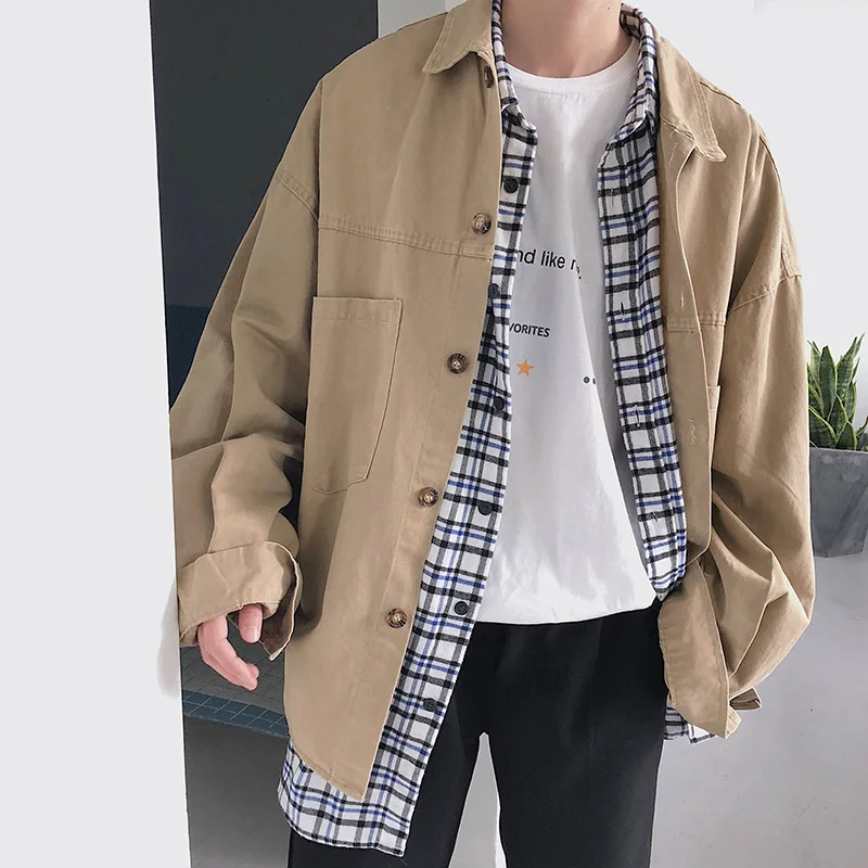 Большие размеры мужские карго рубашки пальто 2019 s карманы с длинным рукавом ретро