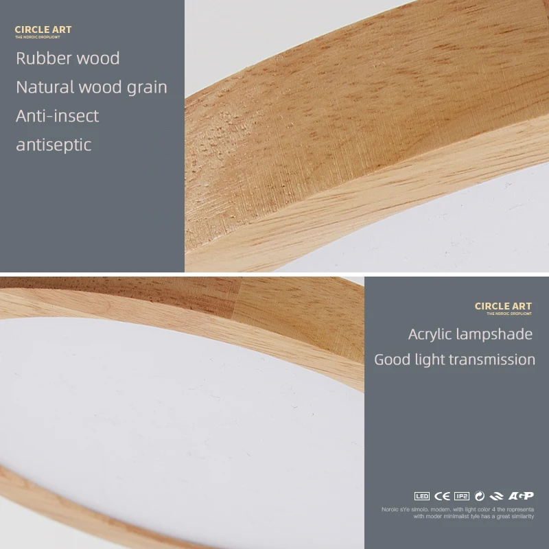 

Nordic simple Ultra thin Wood Pendant Lights led hang lamp wood Kitchen bar hotel home decor E27 220V