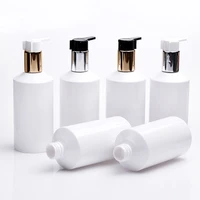 white 300ml x 20 lotion pump oblique shoulder plastic bottle with goldsilver collar empty shampoo facial cleanser pet container